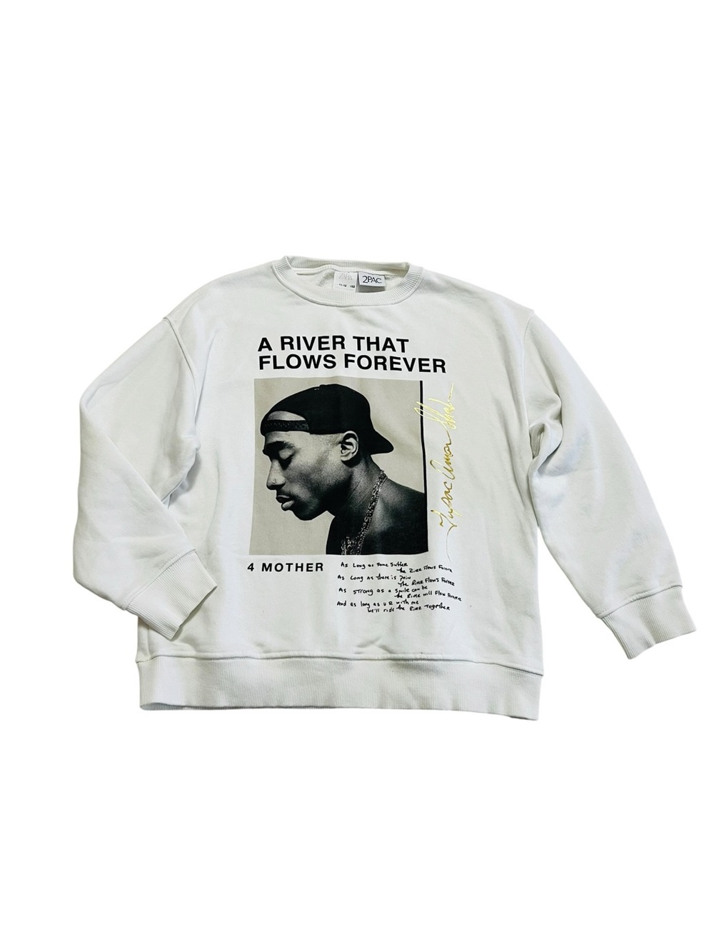 Zara‎ kids 10-12Y White Graphic Crewneck Sweatshirt with Black Photo Print